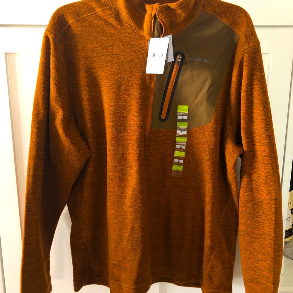 Eddie Bauer Pro Full Zip Jacket Men’s Large Brown Fleece EM32LK119P NWT